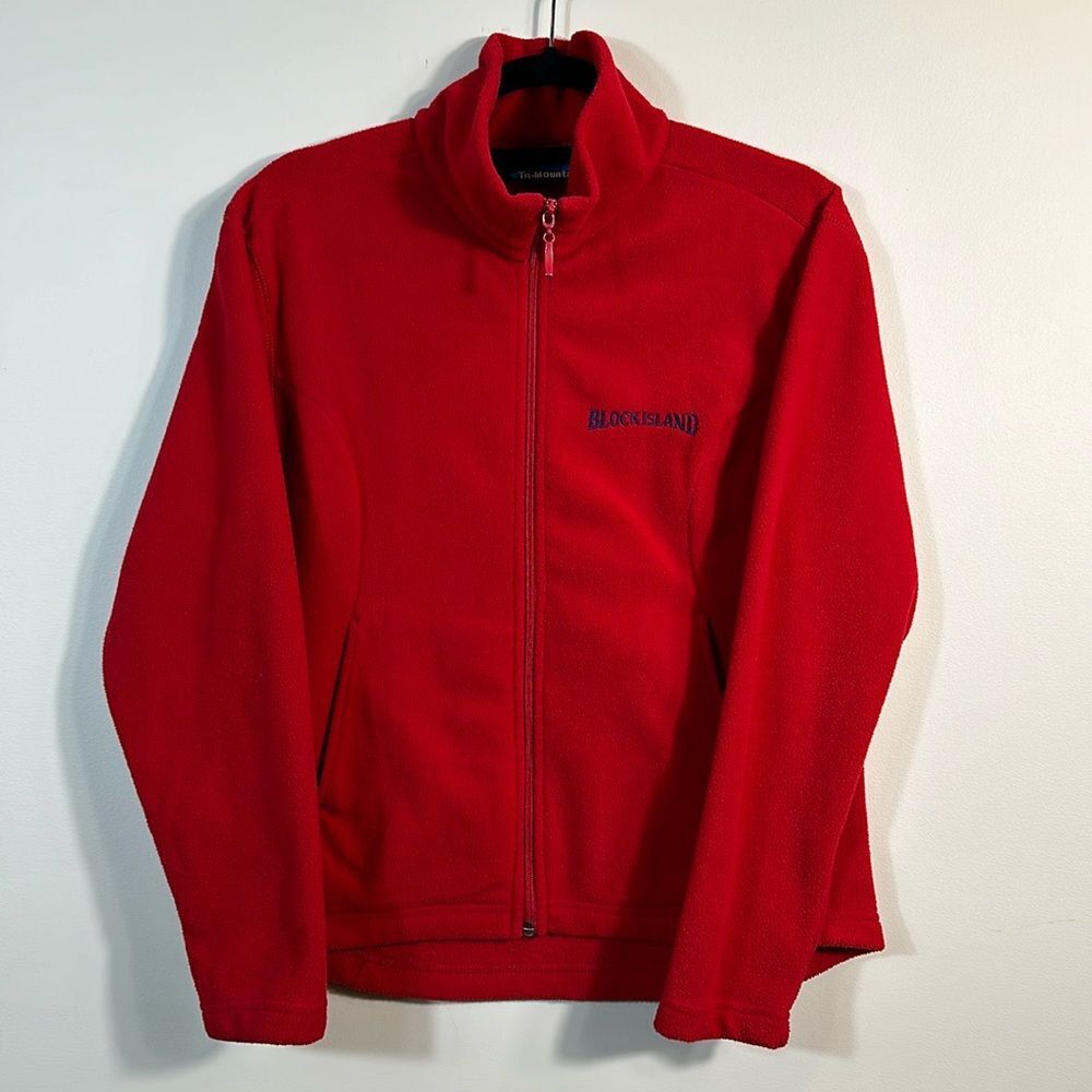 Block Island Zip Front Tri-Mountain Vacation Fleece Jacket Red Women Size Small